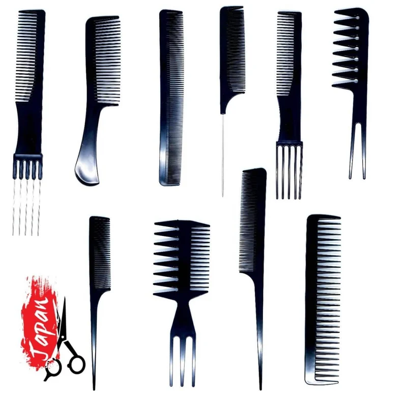 Ensemble complet de peignes à cheveux : 10 peignes de coiffure antistatiques.