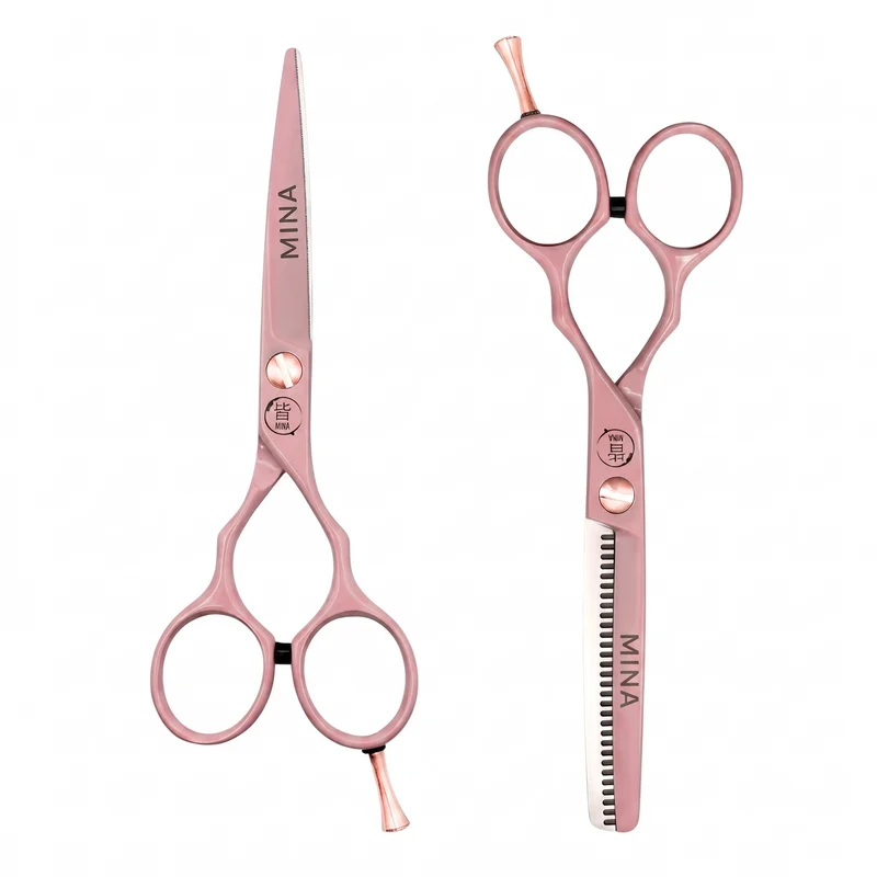 Mina Ensemble de ciseaux professionnels classiques rose pastel