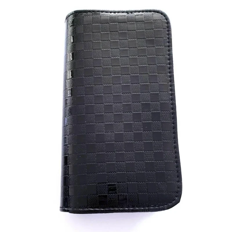 4pcs - Pochette à ciseaux en cuir à carreaux noirs