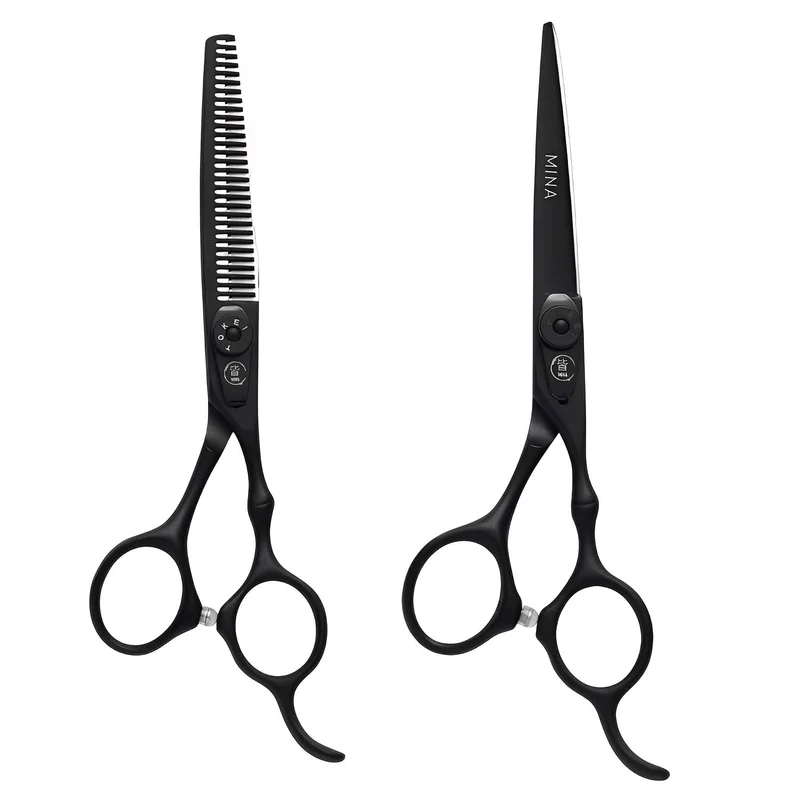 Mina Ensemble et kit de ciseaux Timeless Hairdressing noir mat