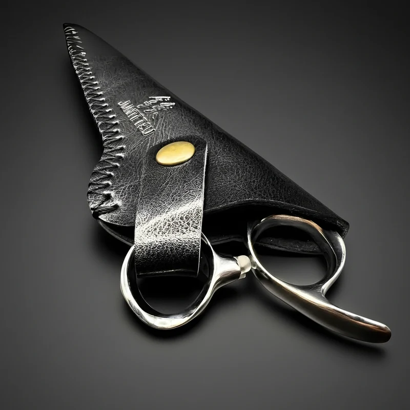 Protecteur de ciseaux simple Juntetsu - Cuir noir classique