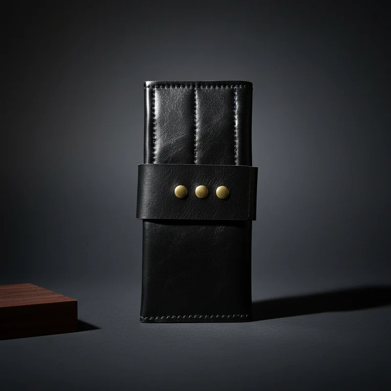 Portefeuille à ciseaux noir de qualité supérieure : portefeuille à cisaillement enroulable 8 pièces