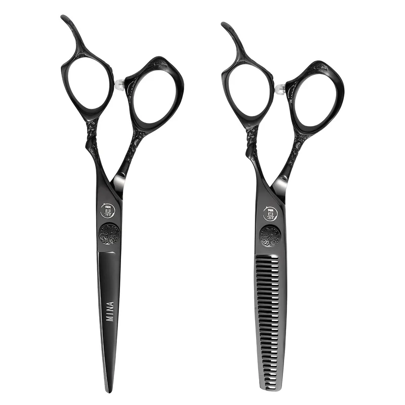 Mina Ensemble de ciseaux de coiffure en frêne noir