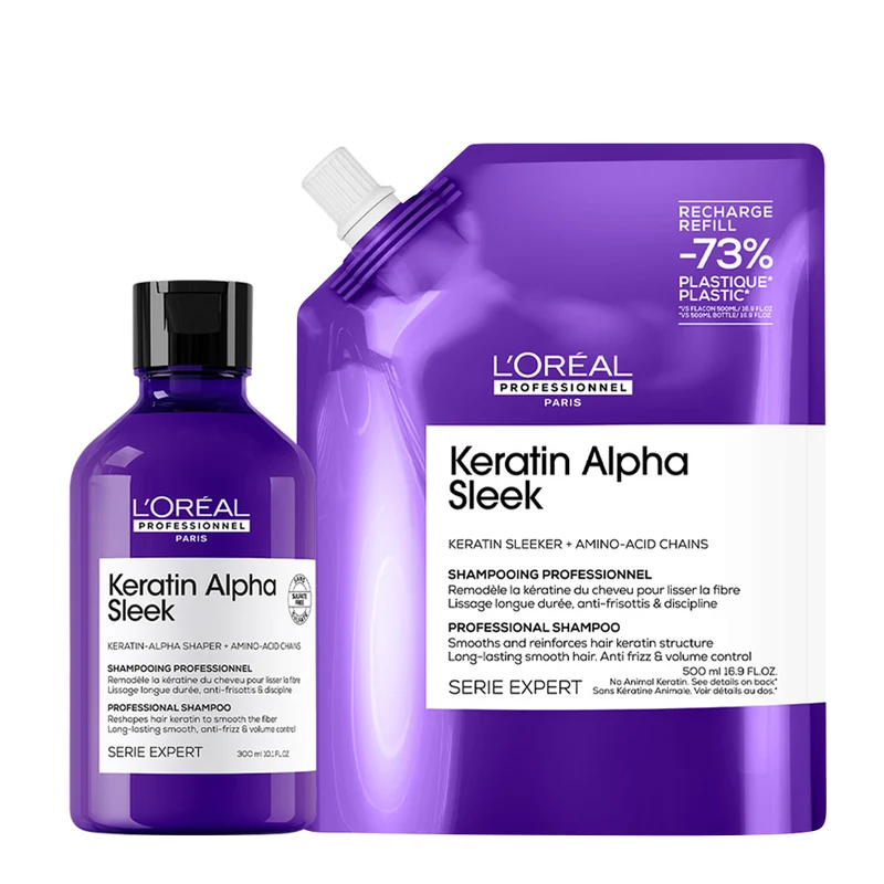 L'Oreal Professionnel Paris Serie Expert Keratin Alpha Sleek Shampoo 300ml Refill 500ml