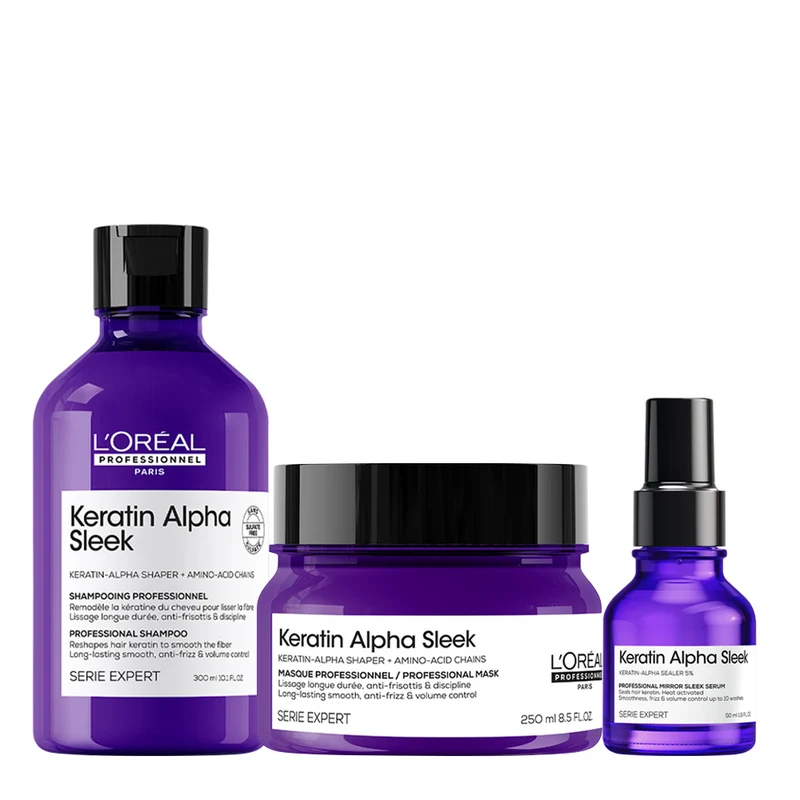 L'Oreal Professionnel Paris Serie Expert Keratin Alpha Sleek Shampoo 300ml Mask 250ml Serum 50ml