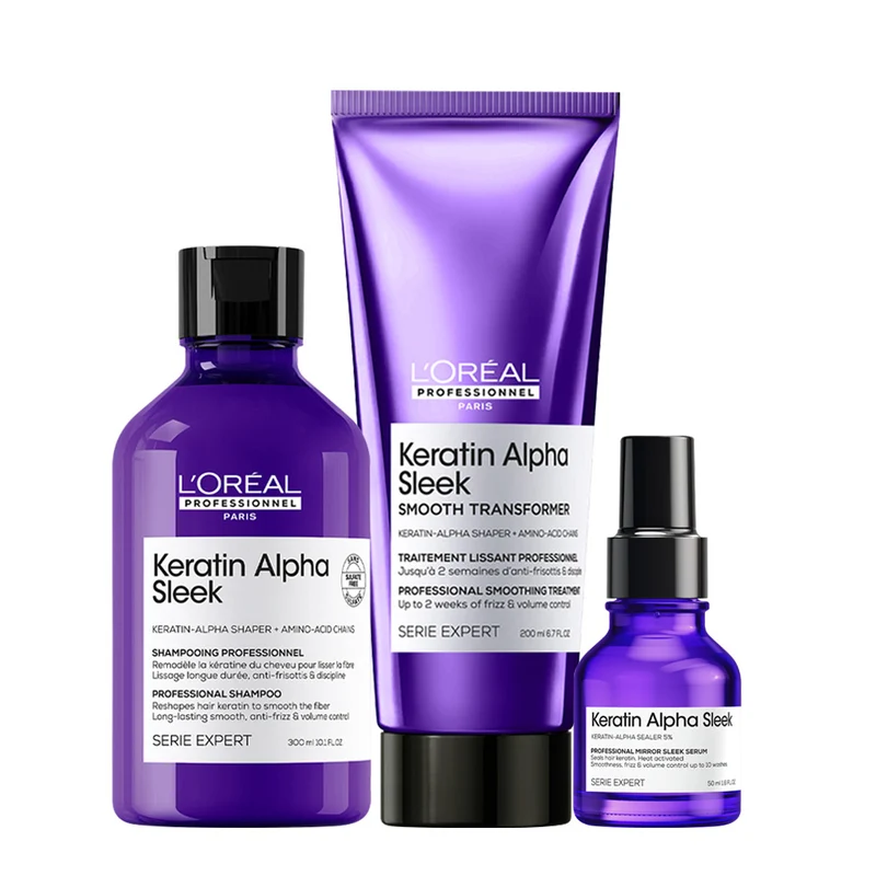L'Oreal Professionnel Paris Serie Expert Keratin Alpha Sleek Shampoo 300ml Treatment 200ml Serum 50ml