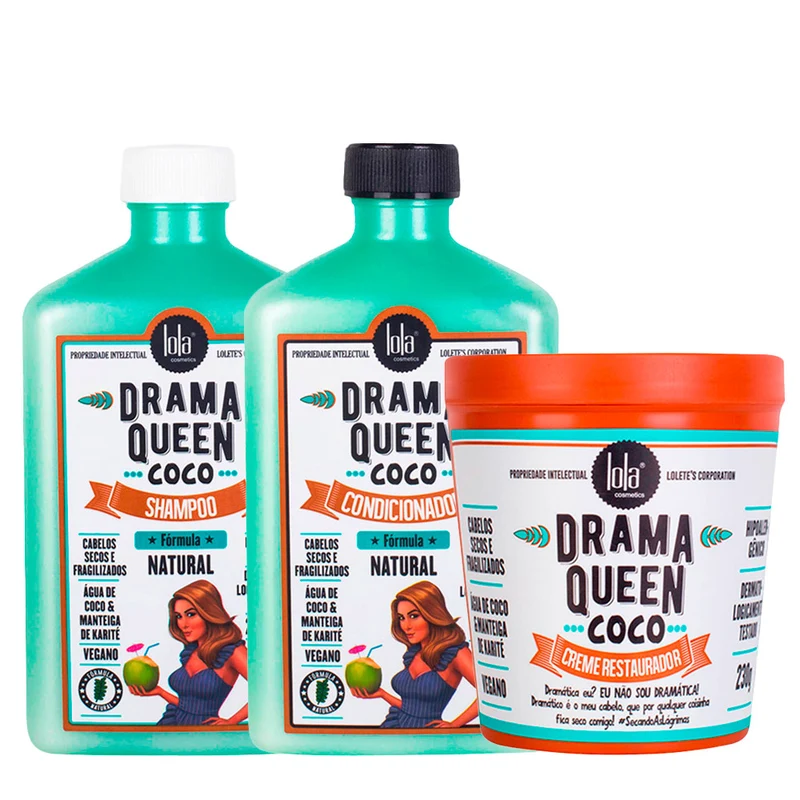 Lola From Rio Drama Queen Coco Shampoo 250ml Condicionador 250ml Creme Restaurador 230gr