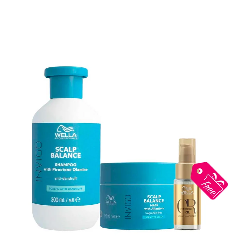 Wella Professionals Invigo Scalp Balance Clean Shampoo 300ml Mask 150ml + Oil Reflections Luminous Oil 30ml GRATUIT