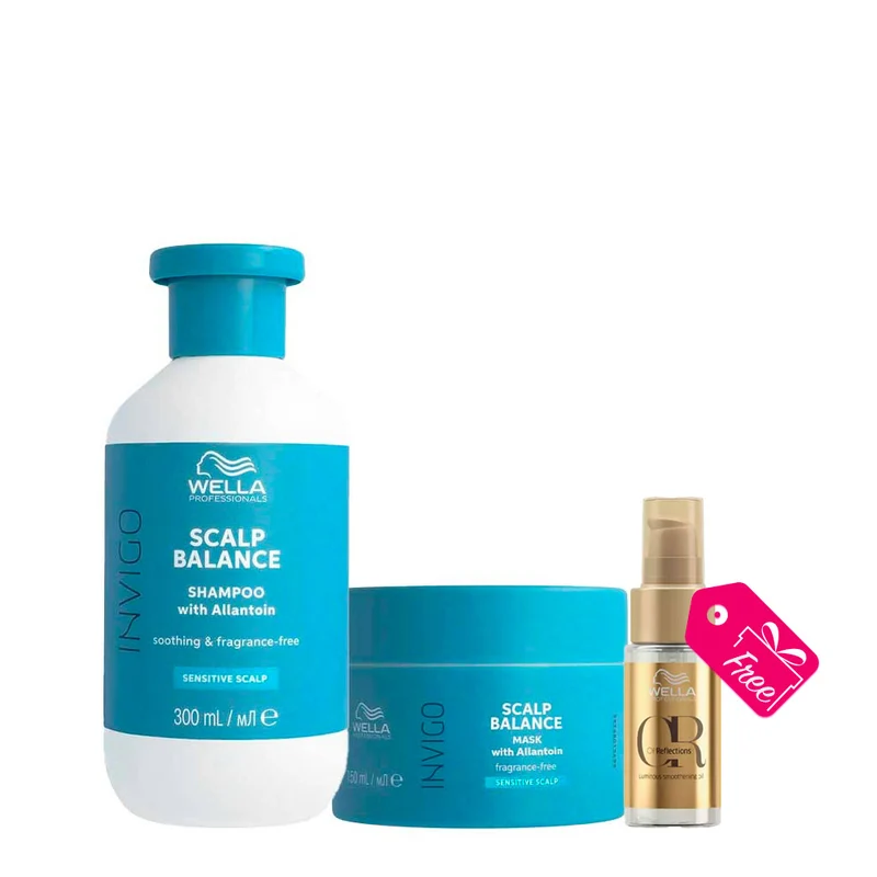 Wella Professionals Invigo Scalp Balance Calm Shampoo 300ml Mask 150ml + Oil Reflections Luminous Oil 30ml GRATUIT