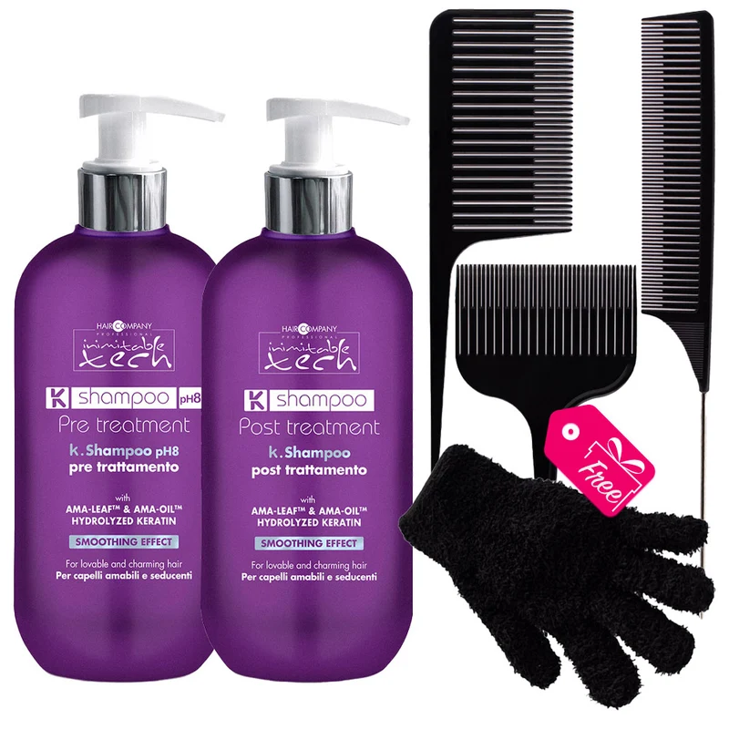 Hair Company Inimitable Tech K. Shampoo Pre Treatment 500ml Shampoo Post Treatment 500m+ Accessoires Techniques GRATUITS