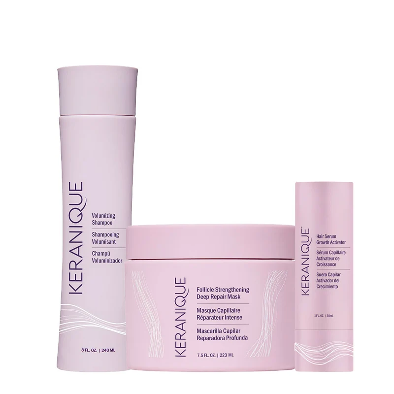 Keranique Volumizing Follicle Streghtening Shampoo 240ml Deep Repair Hair Mask 223ml Serum Growth Activator 30ml