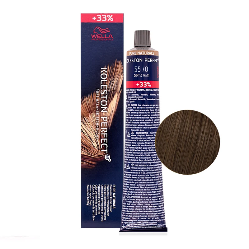 Wella Koleston Perfect Me+ Pure Naturals 55/0 Châtain Clair Profond 80 ml - coloration permanente