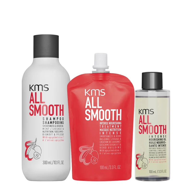 KMS All Smooth Shampoo 300ml Intense Nourishing Treatment 100ml Intense Nourishing Oil 100ml