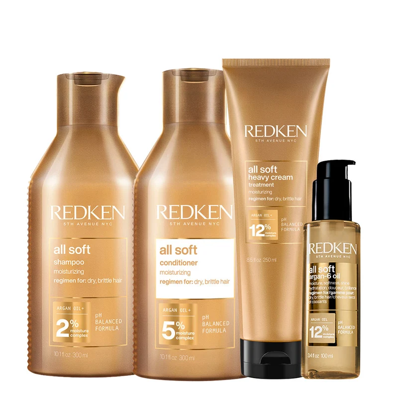 Redken All Soft Shampoo 300ml Conditioner 300ml Treatment 250ml Argan Oil 100ml