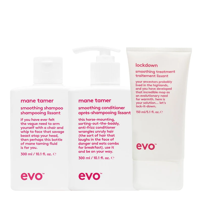 Evo Smooth Mane Tamer Smoothing Shampoo 300ml Conditioner 300ml Treatment 150ml