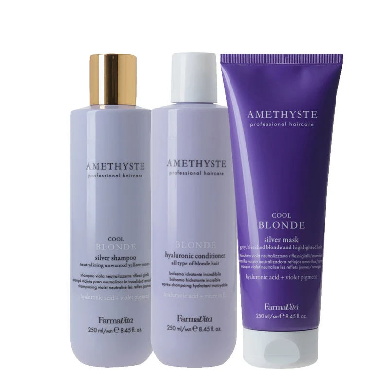 Farmavita Amethyste Blonde Cool Blonde Silver Shampoo 250ml Conditioner 250ml Mask 250ml