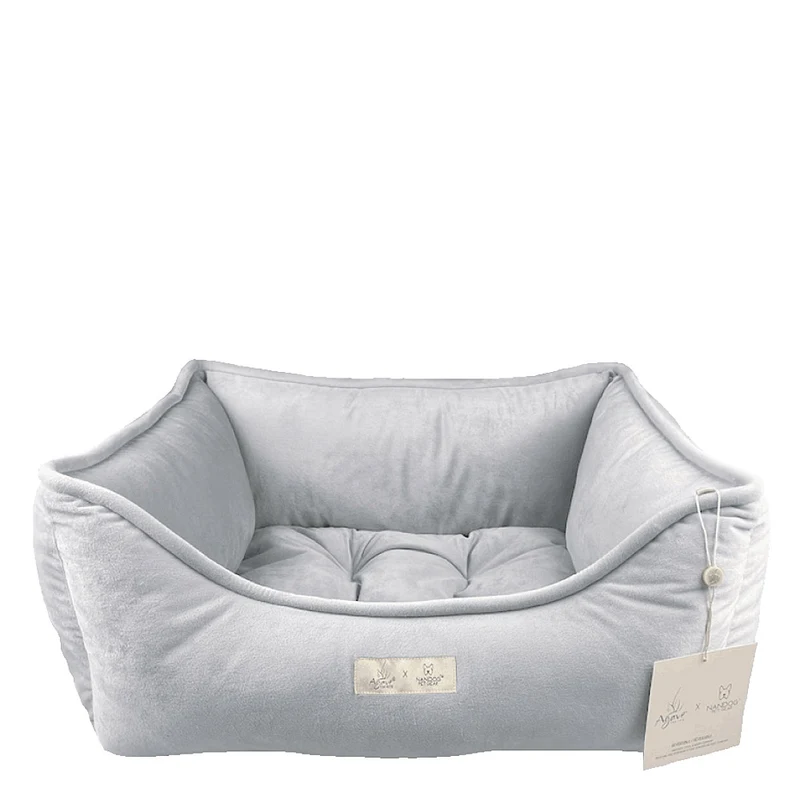 Agave Pet Panier Réversible en Micro-Peluche Ivoire 55x45cm
