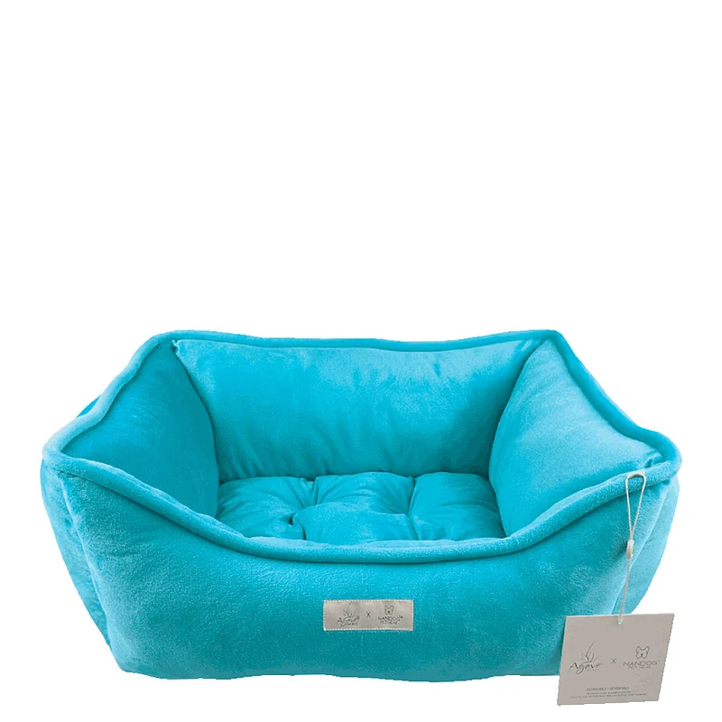 Agave Pet Panier Réversible en Micro-Peluche Vert Pétrole 55x45cm