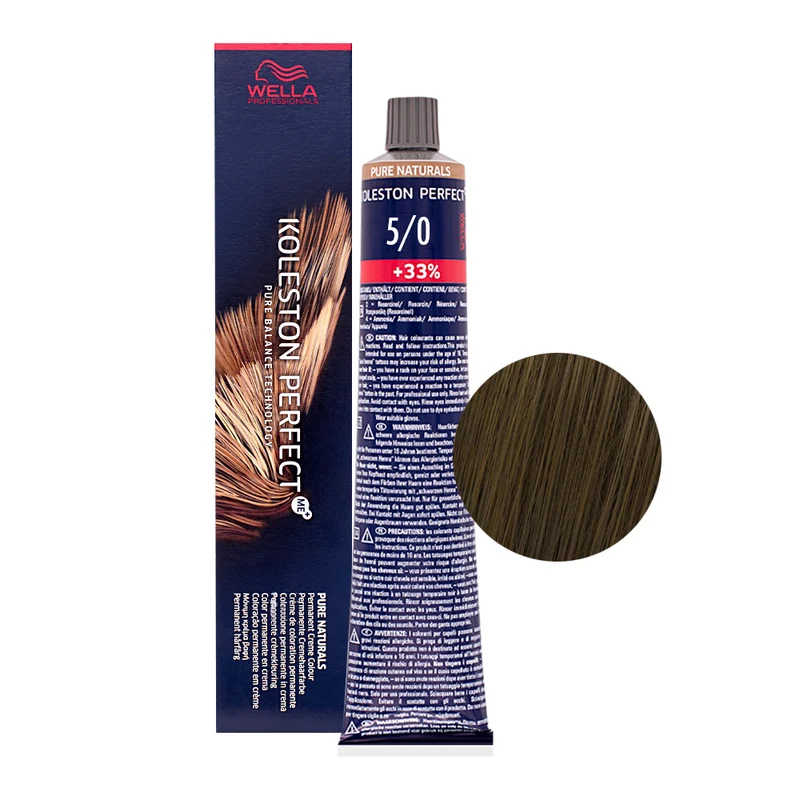 Wella Professionals Koleston Perfect Pure Naturals 5/0 Châtain Clair Naturel 80ml - coloration permanente