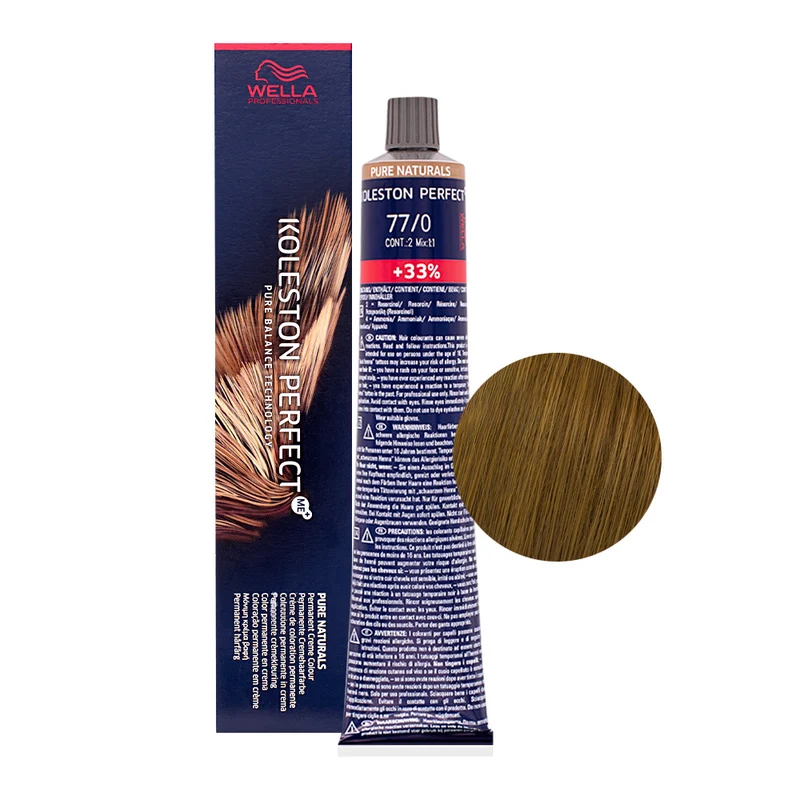 Wella Koleston Perfect ME+ Pure Naturals 77/0 Blond Moyen Intense 80ml - coloration permanente