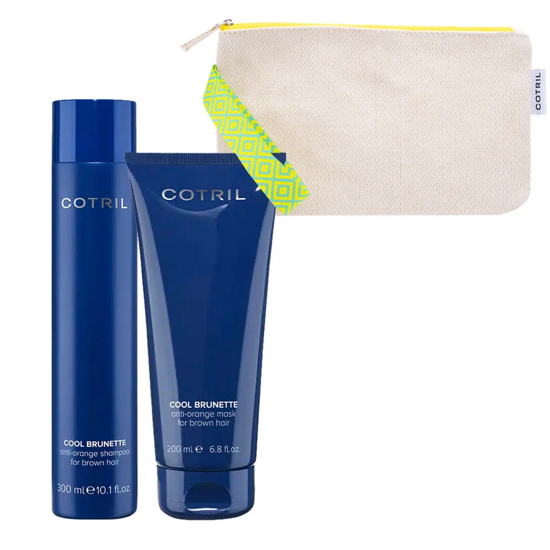 Cotril Cool Brunette Intense Anti-Orange Shampoo 300ml Mask 200ml + Pochette GRATUITE