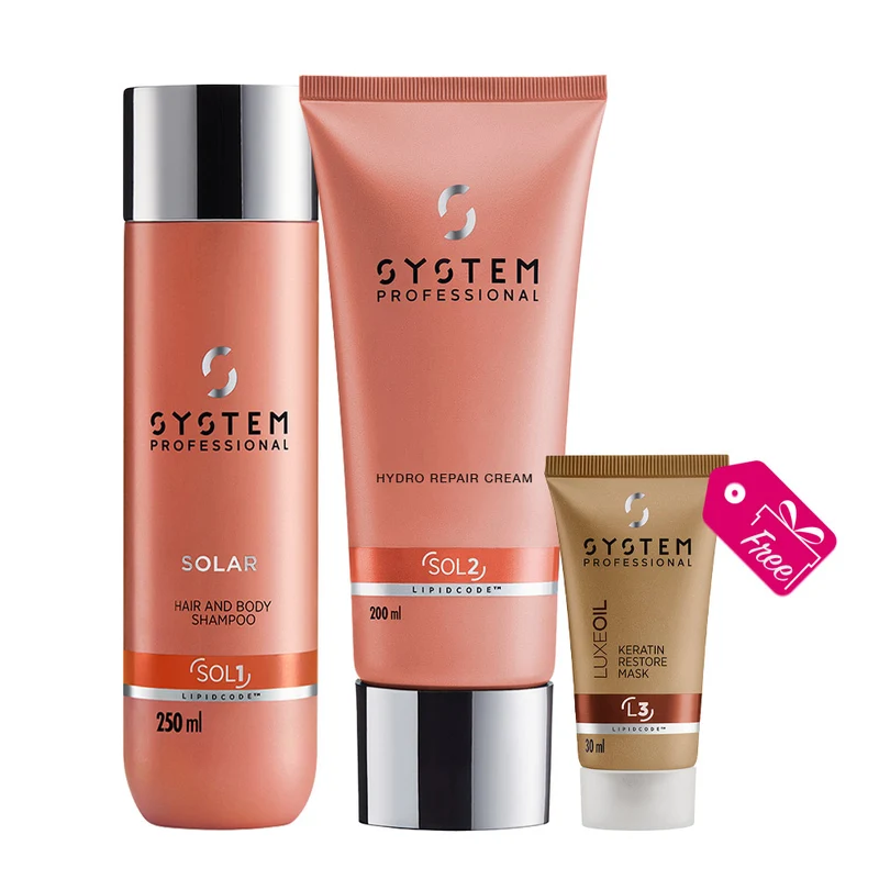 System Professional Solar Hair & Body Shampoo250ml Conditioner200ml + LuxeOil Mask L3, 30ml OFFERT