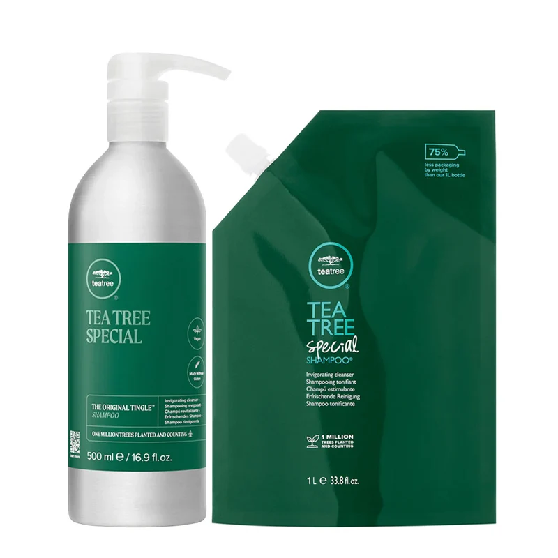 Paul Mitchell Tea Tree Special Shampoo Aluminium Bottle 500ml + Refill 1000ml