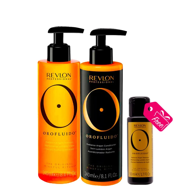 Revlon Orofluido Radiance Argan Shampoo 240ml Conditioner 240ml + Argan Shampoo 50ml GRATUIT