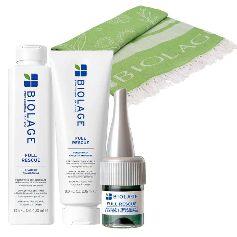 Biolage Professional Hair Spa Full Rescue Shampoo 400ml Conditioner 236ml Aminexil 6x10ml + Serviette OFFERTE
