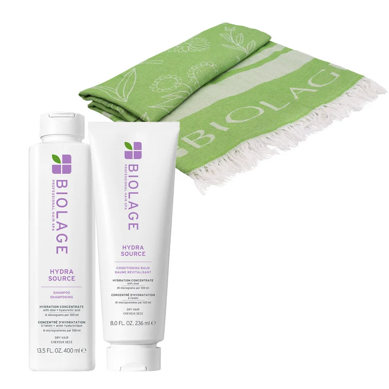 Biolage Professional Hair Spa Hydra Source Shampoo 400ml Conditioner 236ml + Serviette de plage Biolage GRATUITE