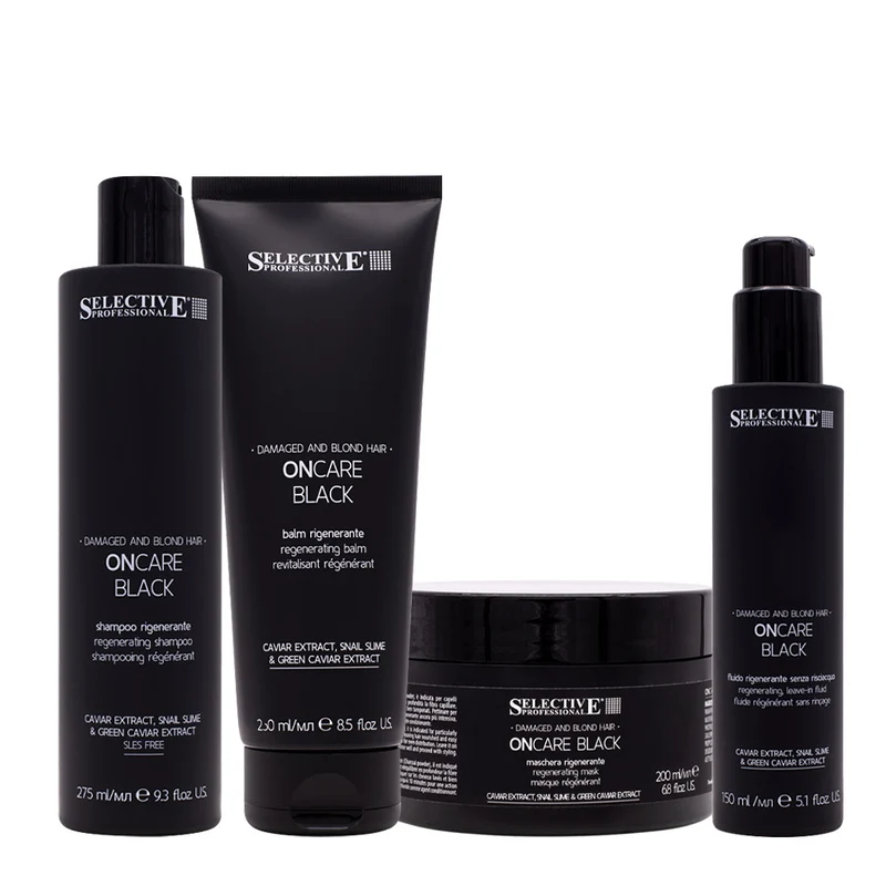 Selective Professional On Care Black Shampoo 275ml Balm 250ml Mask 200ml Cream 150ml