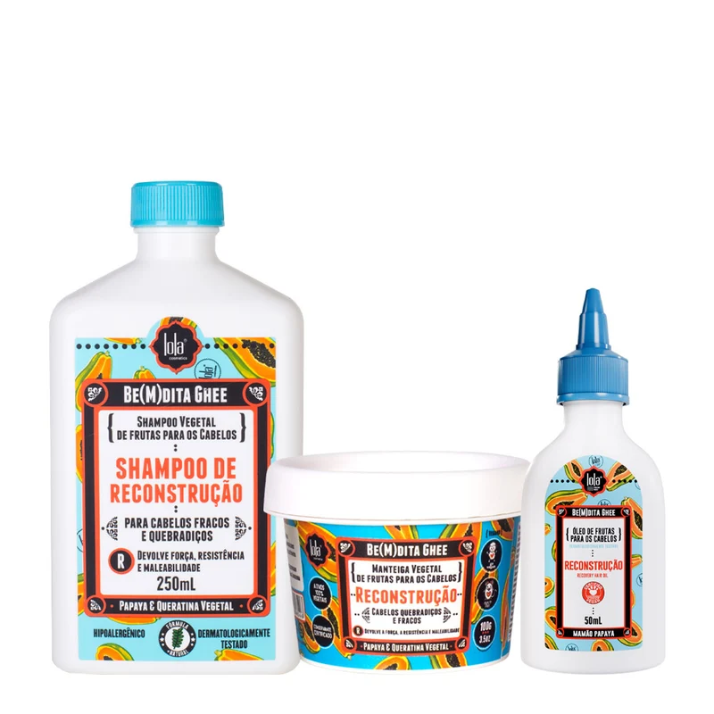 Lola From Rio Be(M)dita Ghee Shampoo de Reconstrução 250ml Máscara 100gr Óleo 50ml