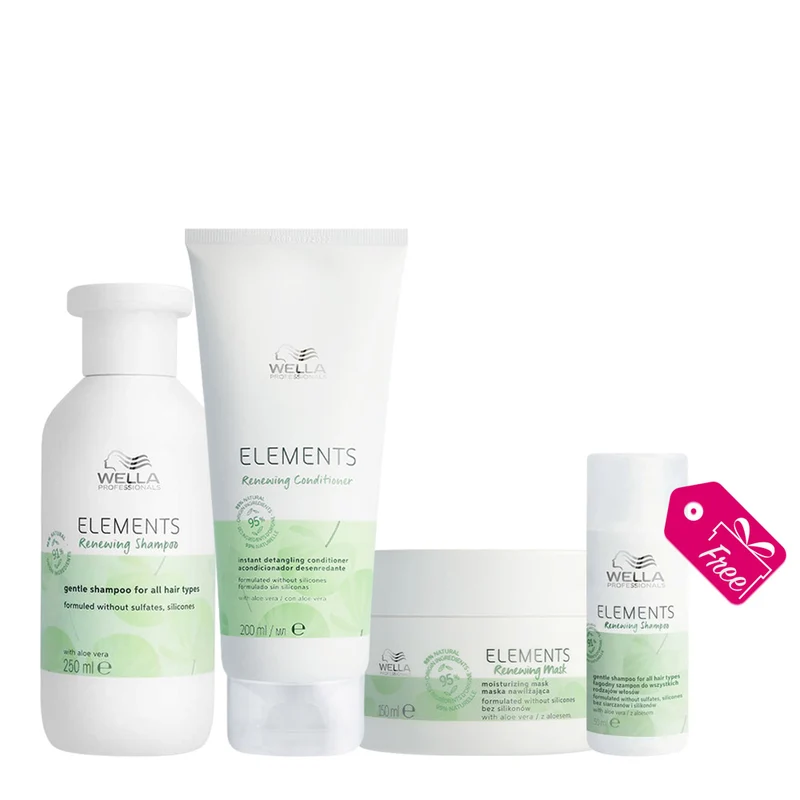 Wella New Elements Shampoo Renew 250ml Conditioner 200ml Mask 150ml + Shampoo 50ml GRATUIT