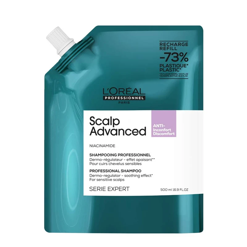 L'Oreal Professionnel Paris Scalp Advanced Anti-Discomfort Shampoo Refill 500ml - éco-recharge shampooing apaisant