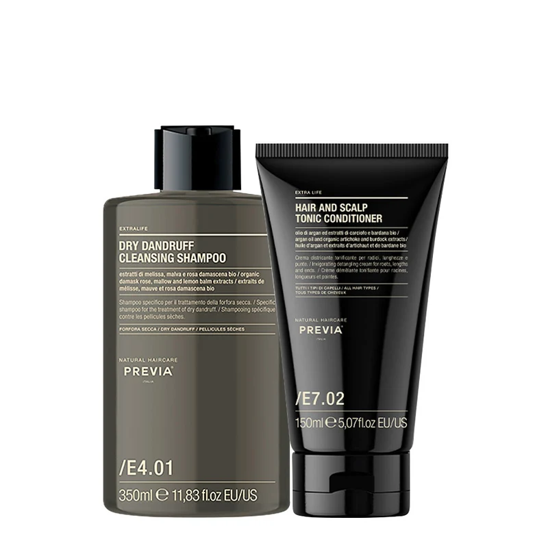 Previa ExtraLife Dry Dandruff Cleasing Shampoo 350ml Hair and Scalp Tonic Conditioner 150ml