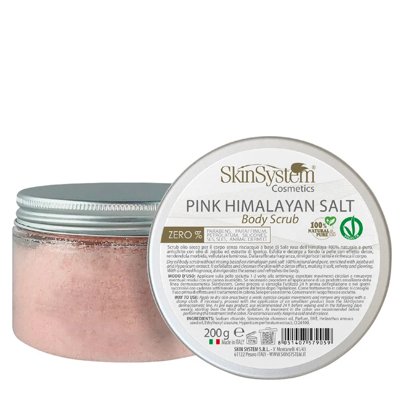 SkinSystem Pink Hymalayan Salt Body Scrub 200gr - huile sèche au sel de l'Himalaya