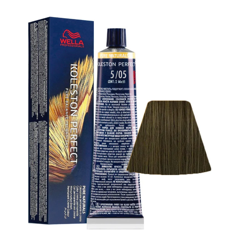 Wella Koleston Perfect Pure Naturals 5/05 Marron Clair Naturel Acajou 60ml - coloration permanente