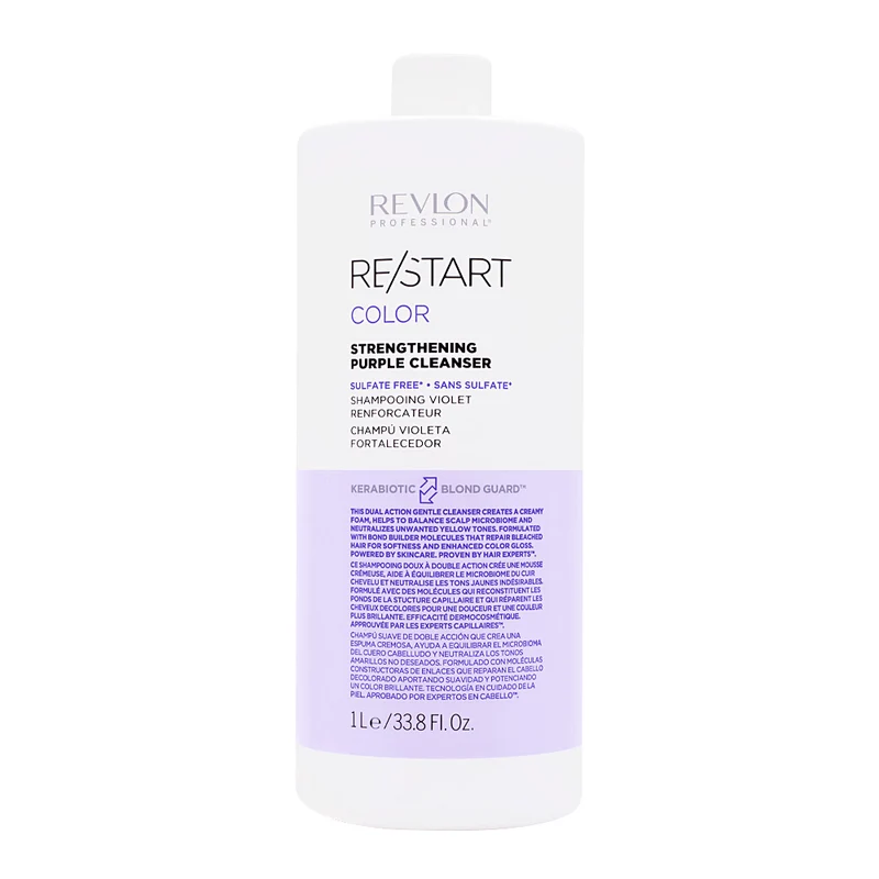 Revlon Restart Color Sthrengthening Purple Cleanser 1000ml - shampooing fortifiant anti-jaunissement