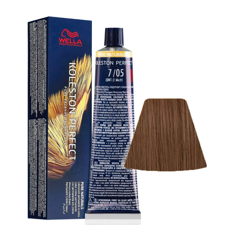Wella Koleston Perfect Pure Naturals 7/05 Blond Moyen Naturel Acajou 60ml - coloration permanente