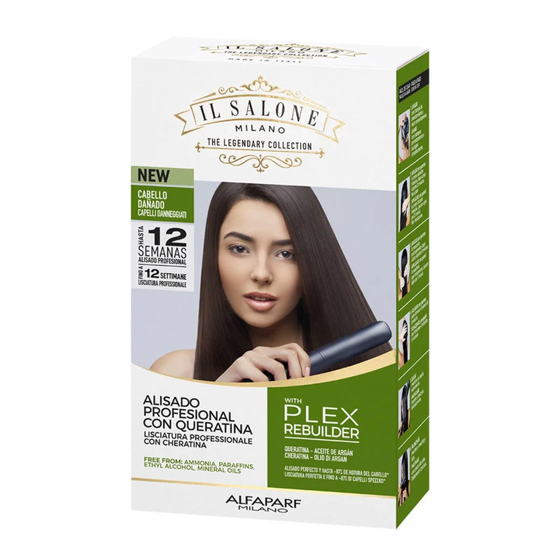 Alfaparf Milano Il Salone Straight Kit Argan & Cheratina - soin lissant pour cheveux abîmés