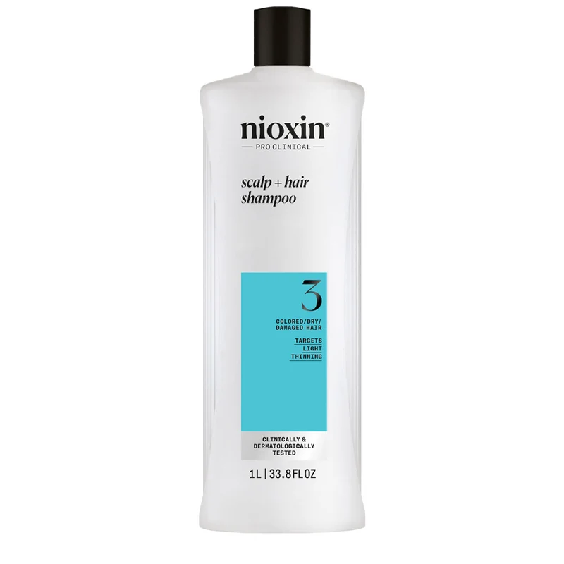 Nioxin Système 3 Scalp + Hair Shampoo 1000ml - shampooing cheveux légèrement clairsemés