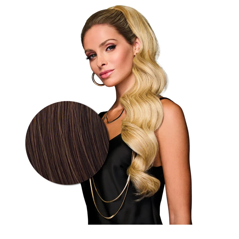Hairdo Queue de cheval ondulée à Clip R6/30H Marron Moyen Cuivre 69cm