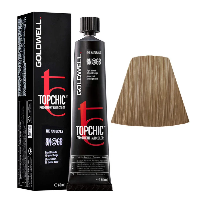 Goldwell Topchic Tube 8N@GB Blond Clair Elumenated Beige Doré 60ml - coloration permanente en tube