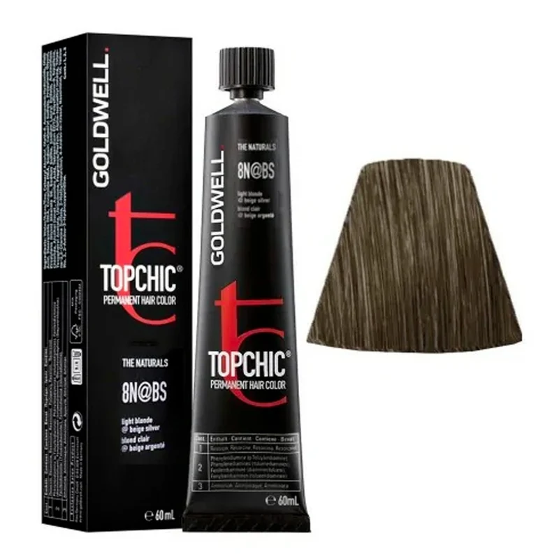 Goldwell Topchic Tube 8N@BS Blond Clair Elumenated Beige Argenté 250gr - coloration permanente en tube