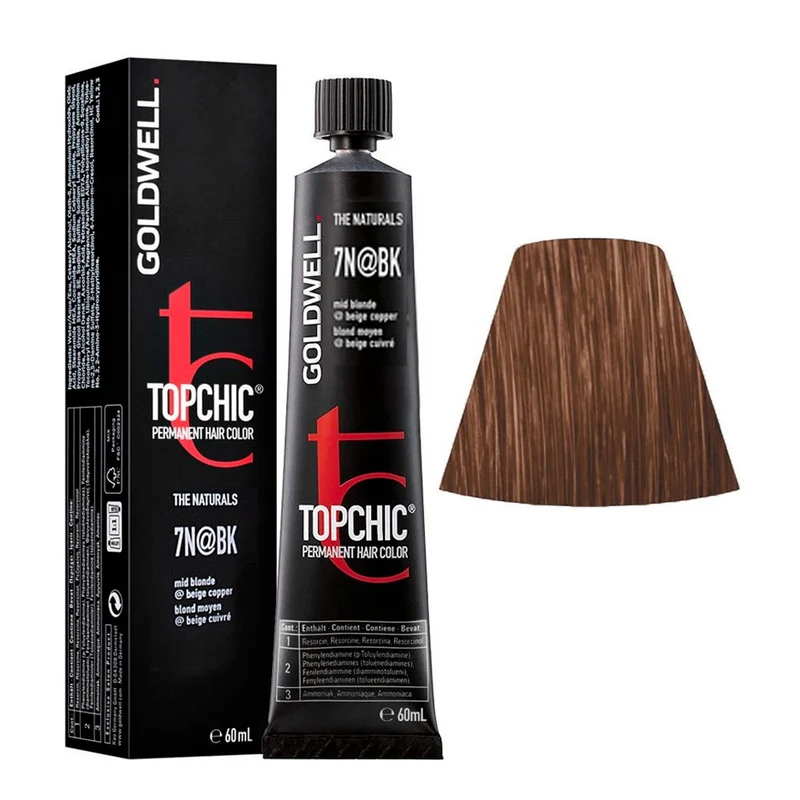Goldwell Topchic Tube 7N@BK Blond Moyen Elumenated Beige Cuivré 60ml - coloration permanente en tube