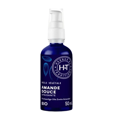 Huile végétale d'Amande douce Bio-50 ou 100ml-Herbes et Traditions