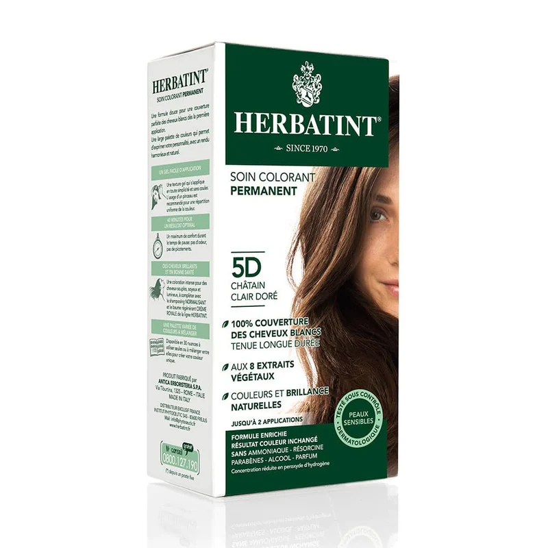 Coloration Chatain clair doré-5D-170ml-Herbatint
