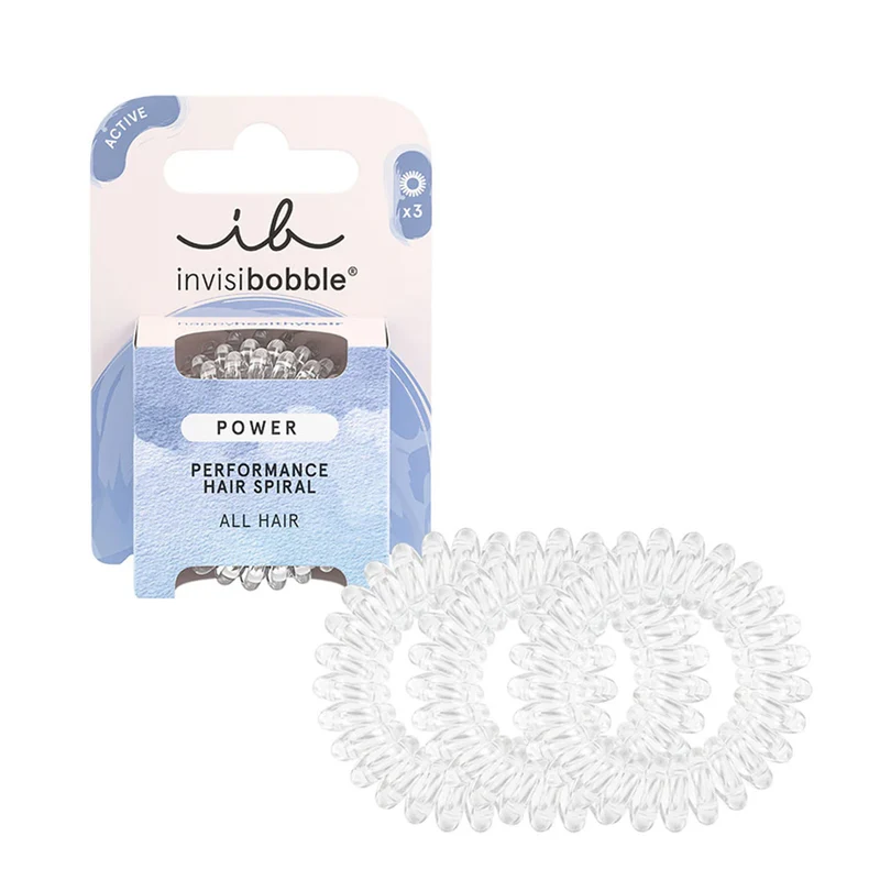 Invisibobble Power Crystal Clear 3pcs - élastiques à cheveux en spirale cheveux épais