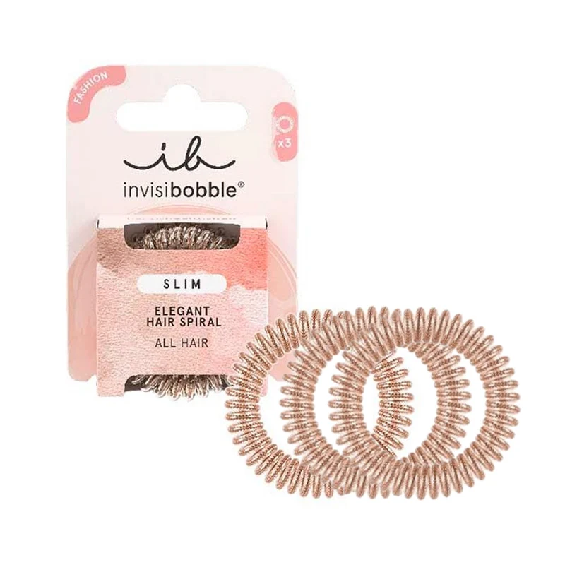 Invisibobble Slim Of Bronze and Beads 3pcs. – élastiques en spirale cheveux fins