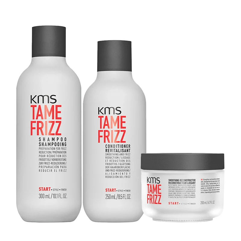 KMS Tame Frizz Shampoo 300ml Conditioner 250ml Smoothing Reconstructor 200ml